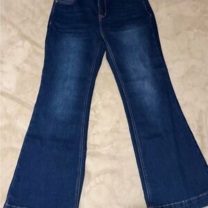 Elegant Dark Blue Flare Jeans